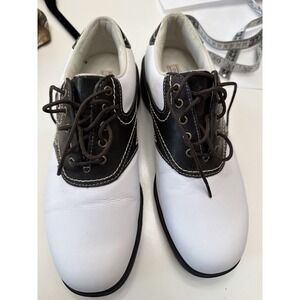 Vintage Dexter Soft Shoe Classic Golf Shoes Black White Saddle Mens 7.5M.   1643